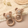 Handcrafted Wooden Crochet Animal Rattle for Babies