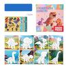 A set of sticker puzzles featuring dinosaurs and animals, including a dinosaur puzzle and several animal designs.