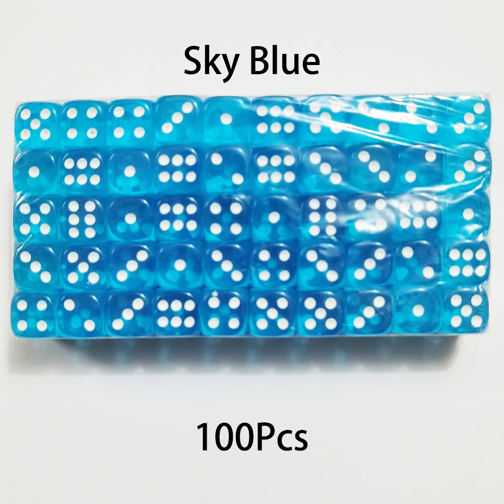 Multicolor Transparent Acrylic Dice Set – 100 Pieces