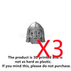 A silver 3D printed military helmet with facial features and armor details.