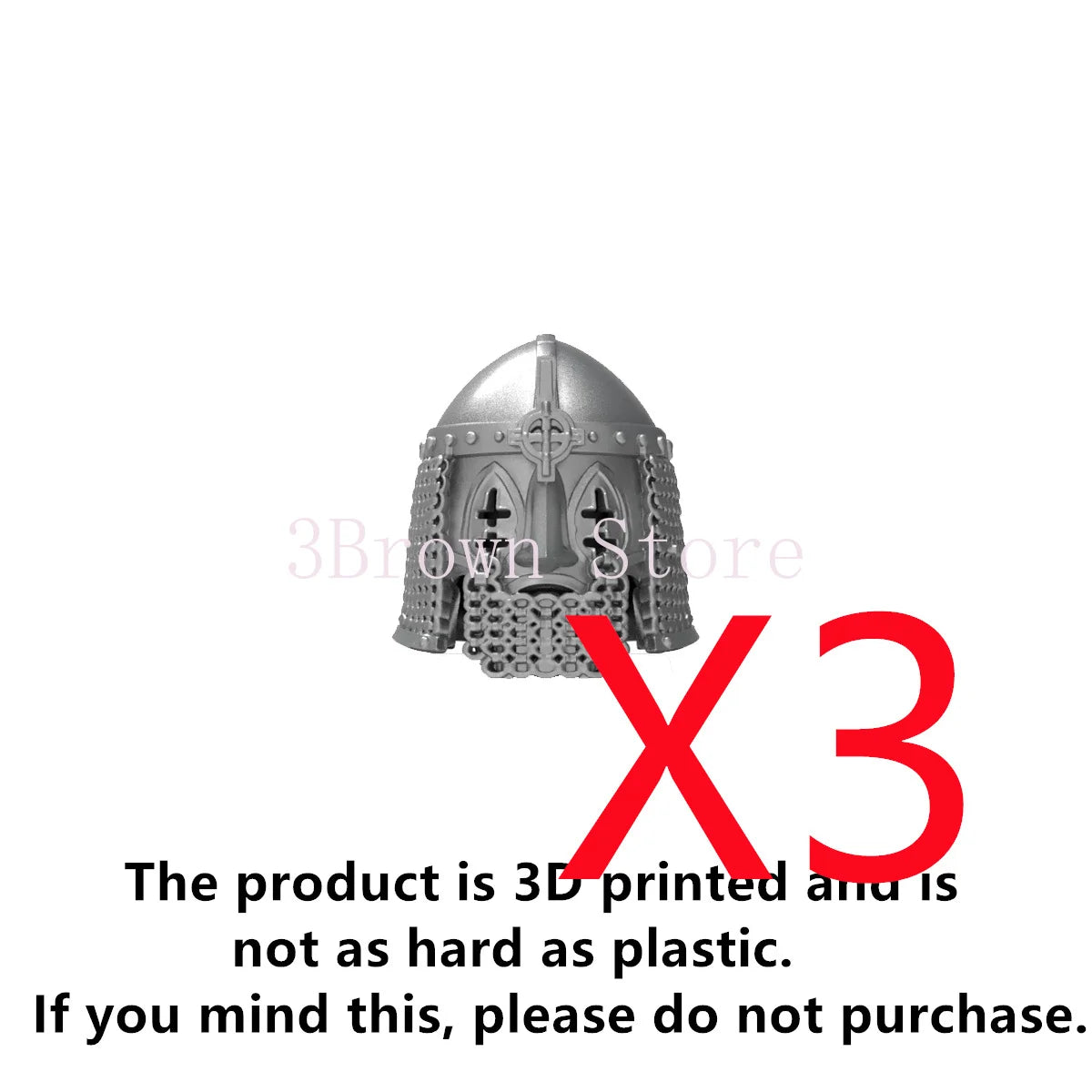 A silver 3D printed military helmet with facial features and armor details.