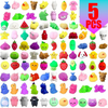 A collection of colorful squishy fidget toys and sensory stress relief toys in various shapes and colors.