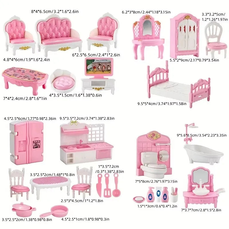 Dollhouse Furniture Set – 1:12 Scale Miniature Accessories for Bedroom, Living Room, Kitchen & Bathroom