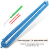 A blue round knitting loom with a crochet hook and red needles shown for making yarn.