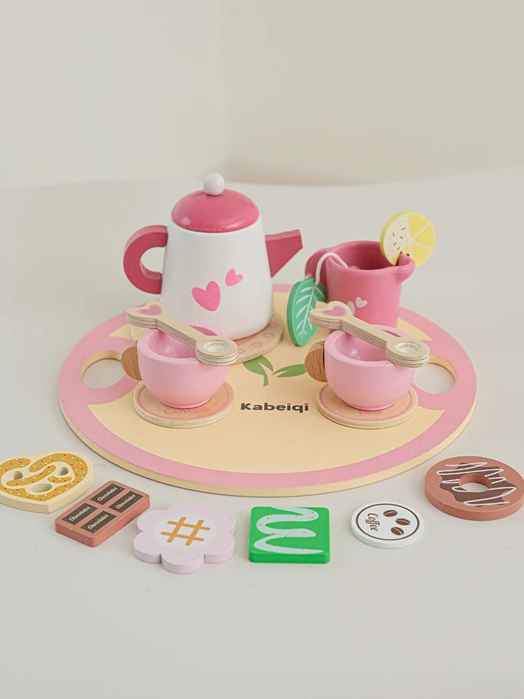 Wooden Pretend Play Tea Set for Kids