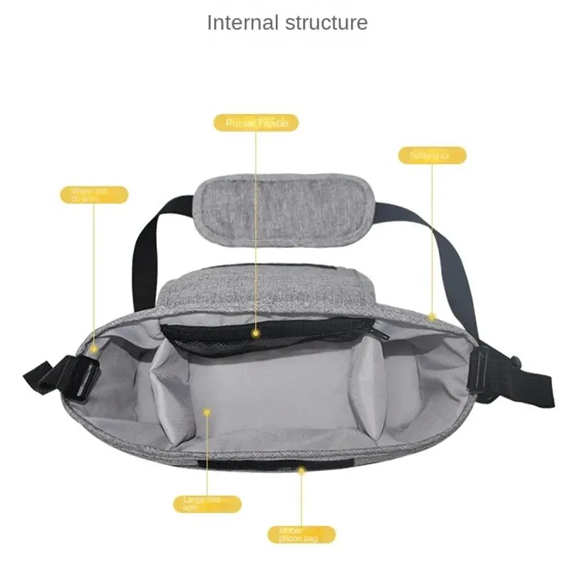 Large-Capacity Stroller Organizer Bag with Cup Holders