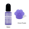 A purple liquid pigment bottle labeled Clove Purple with a black cap and a purple paw print shape.
