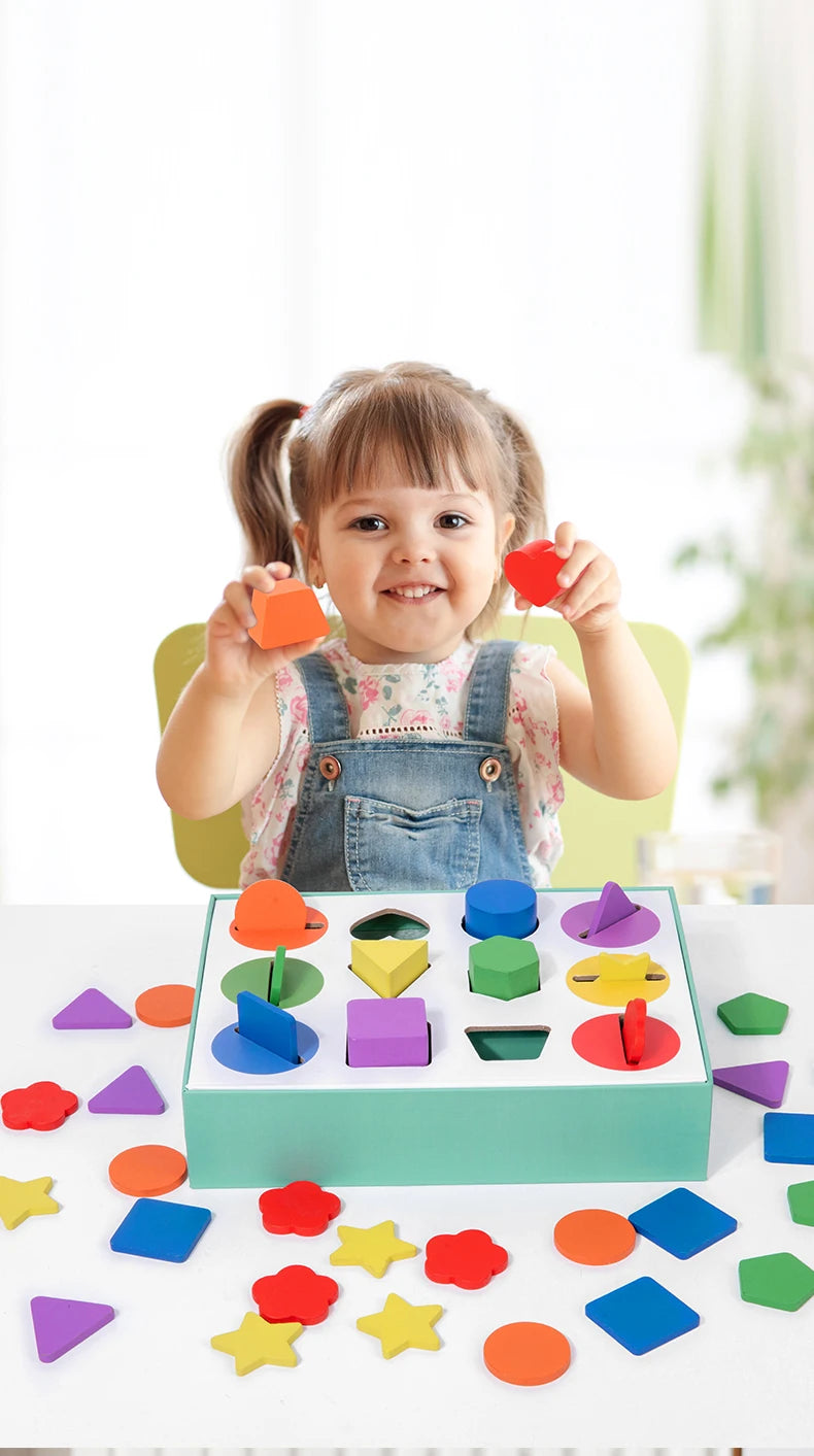Wooden Color and Shape Sorting Box for Early Learning