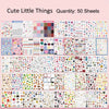 A collection of 50 sheets of cute little things stickers for DIY crafting and retro aesthetic projects