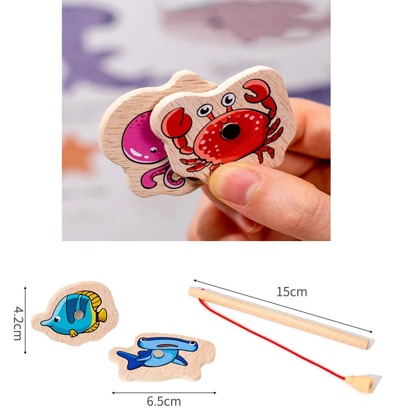 Wooden Magnetic Fishing Game for Kids – Montessori Marine Life Toy