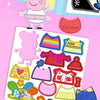 A set of magnetic dress-up figures and accessories from a Peppa Pig theme for children.