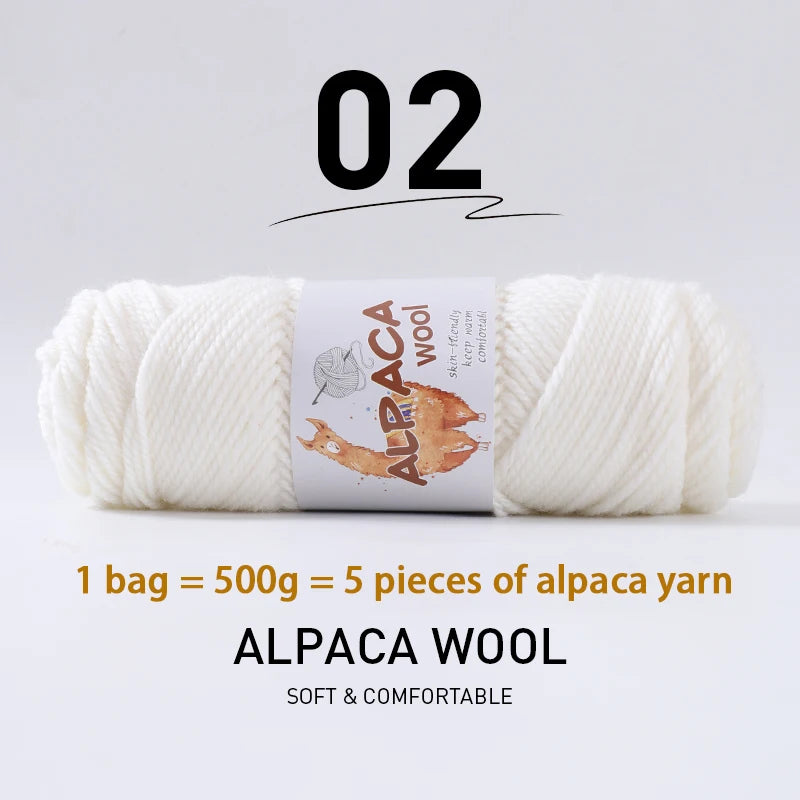 Luxurious Alpaca Wool Blend Yarn — 500g Thick Knitting Yarn