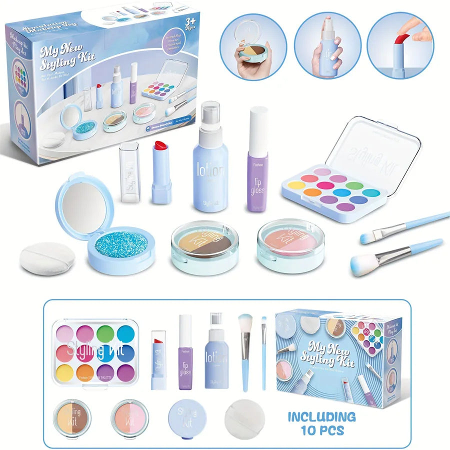 Pretend Play Makeup Set for Kids – 10-Piece Washable Toy Cosmetics