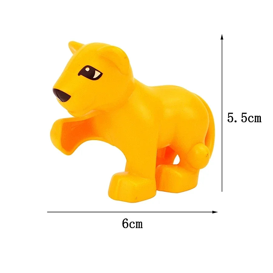 A bright yellow lion-shaped building block for children.
