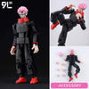 A fully articulated action figure of Yuji Itadori from Jujutsu Kaisen, featuring black and red detailing.
