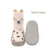 Khaki Puppy non-slip socks for babies and toddlers featuring a cute cartoon animal design