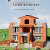 A model brick building set featuring a two-story house in terracotta orange with white trim and landscaping.