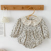 Baby Girls Lace-Trim Cotton Romper with Floral Details