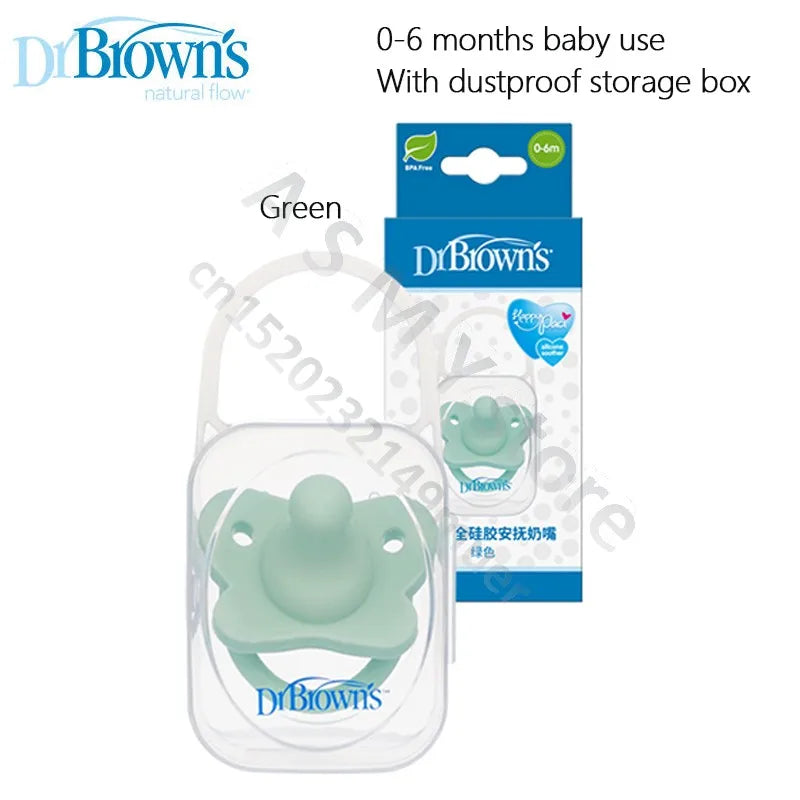 Dr Brown's 0-6 months baby use with dustproof storage box and green silicone pacifier soother