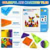 A set of colorful durable ABS magnetic tiles packaged in a compact travel box with various tile shapes and colors