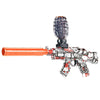 An orange rechargeable electric gel blaster pistol with a textured grip and decorative body design.