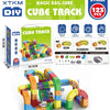 A colorful magic rail cube track set made of interlocking blocks and pieces for educational play.