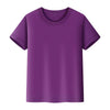 A purple short-sleeved t-shirt for kids, made of soft cotton fabric.