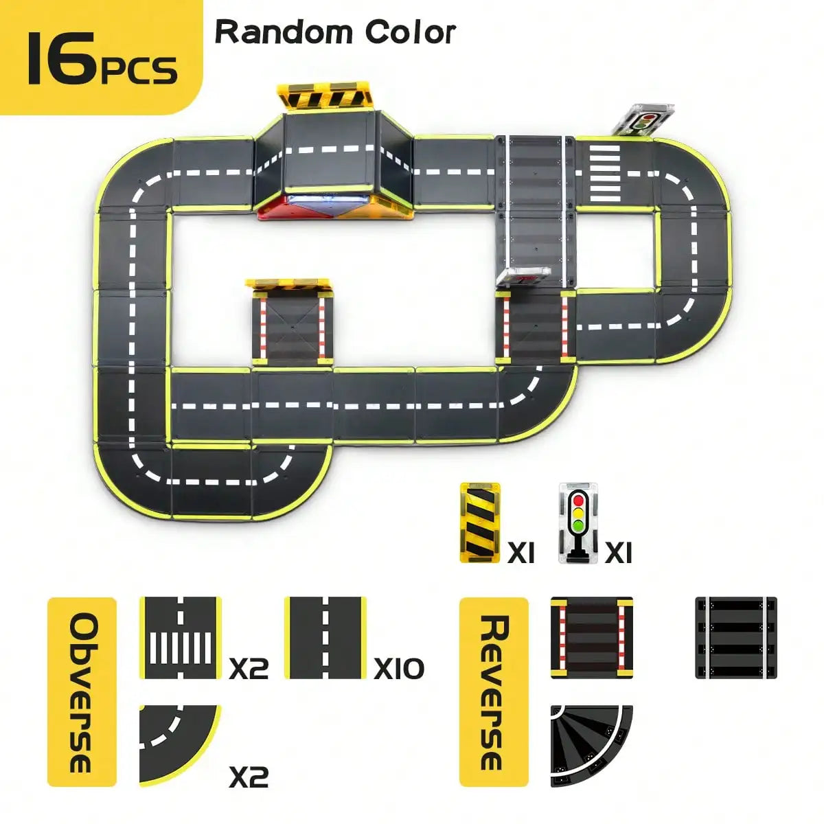 Magnetic Road Building Blocks Set with Race Track
