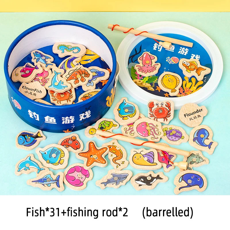 Wooden Magnetic Fishing Game for Kids – Montessori Marine Life Toy