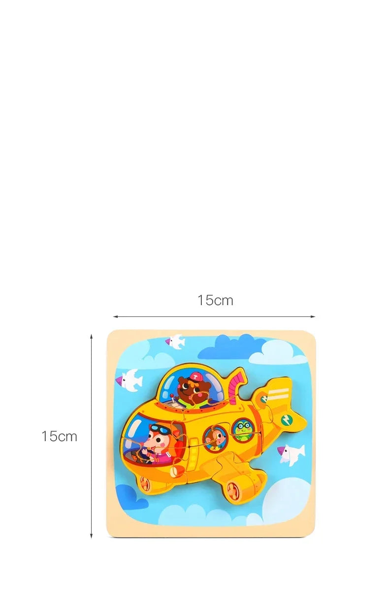 3D Wooden Tangram Puzzle Set for Kids – Cartoon Animals & Traffic Themes