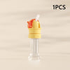 A 1 piece anti-choking straw and bottle cap converter for kids, featuring an orange top and yellow base.