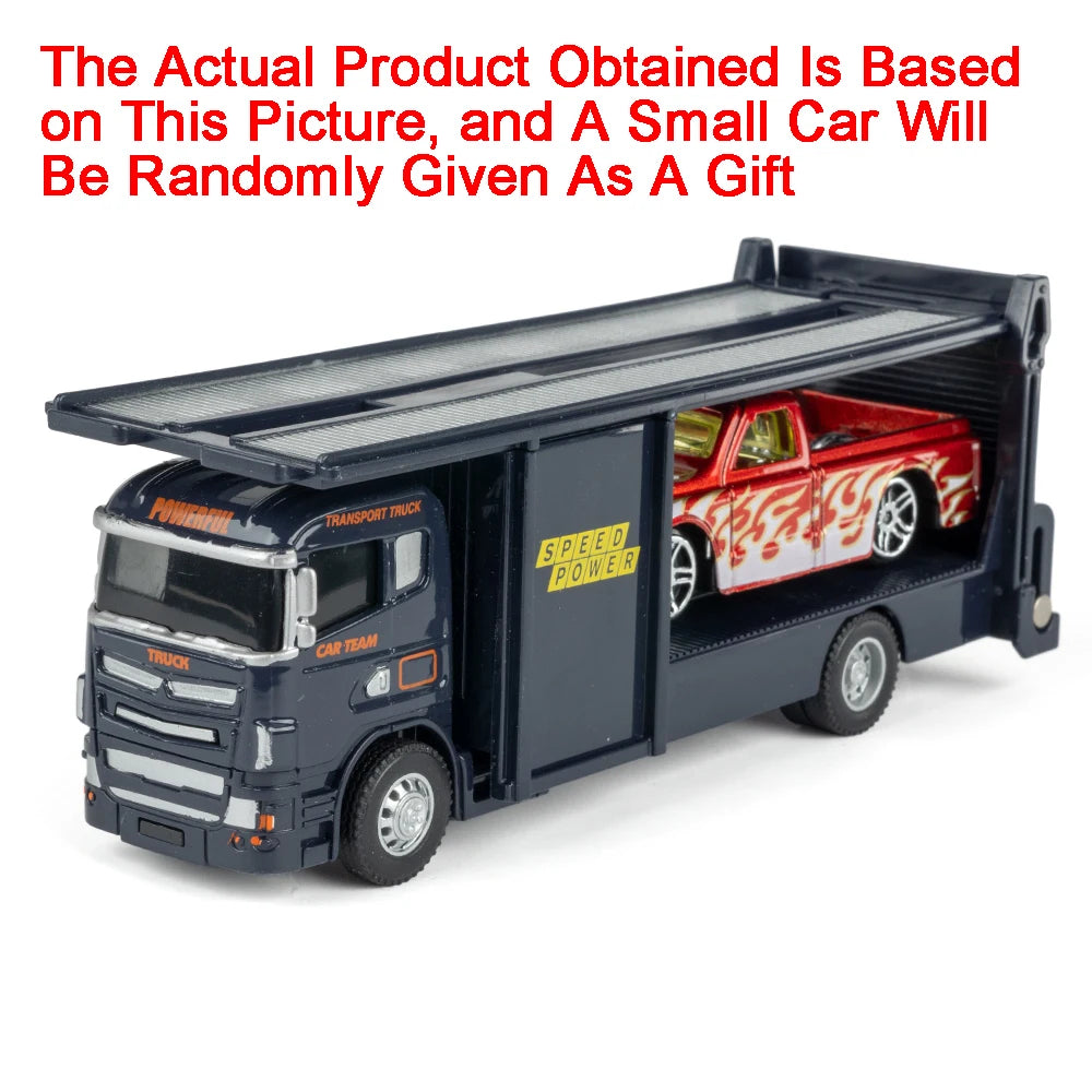 Diecast Metal Container Truck with Trailer – Pull-Back Action
