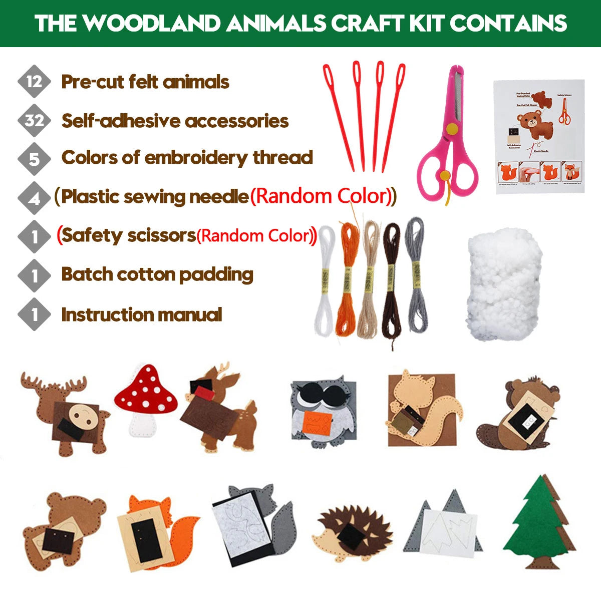 DIY Felt Sewing Craft Kit for Kids – Forest Creatures Plush Toy Making Set