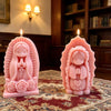 Pink silicone mold of a praying angel girl figure used for crafts