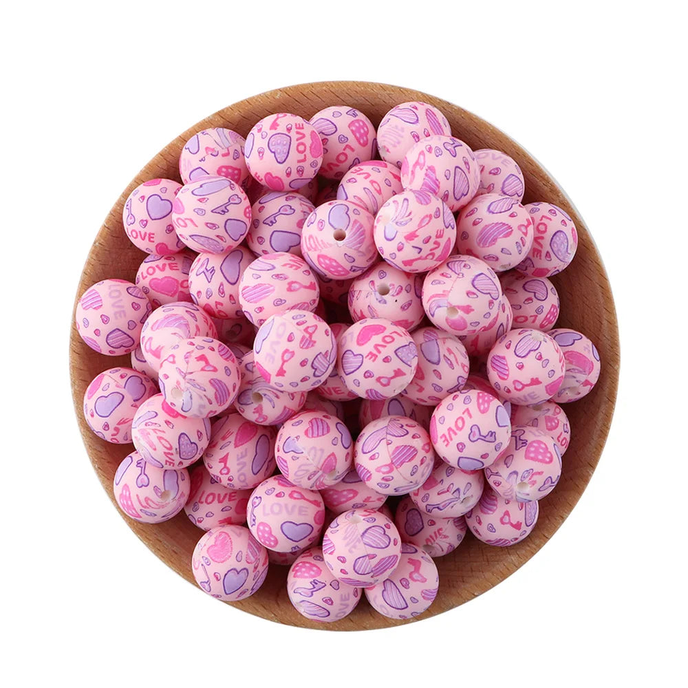 Pink Silicone Round Beads for DIY Jewelry Making
