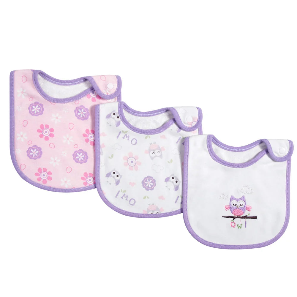 Soft Cotton Baby Bibs (3-Pack) with Cartoon Prints