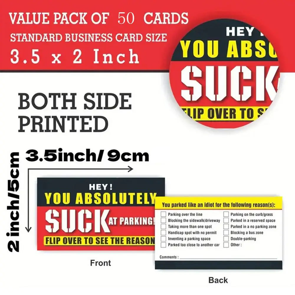 Humorous Fake Parking Tickets - Funny Car Pranks (50 Pack)