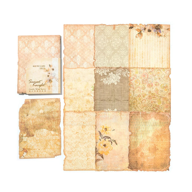 A collage of vintage paper sheets in warm beige and sepia tones suitable for journaling or scrapbooking.