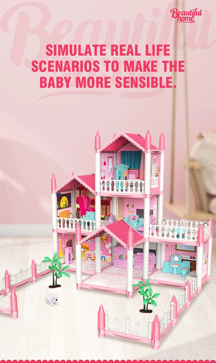 Dream Villa Dollhouse Playset with Furniture for Kids