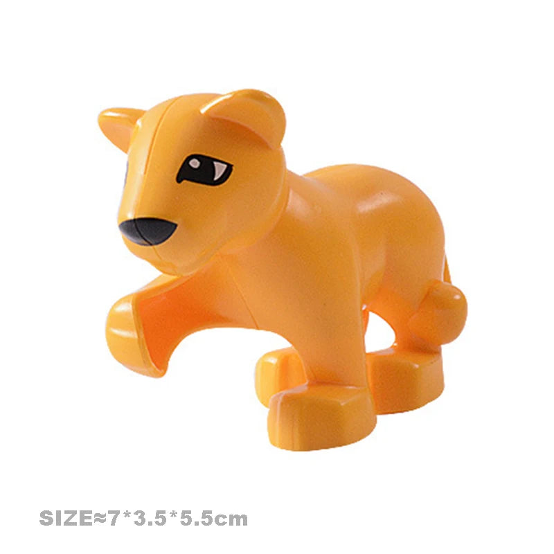 A yellow plastic lion building block toy.