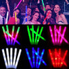 A collection of various colored LED glow sticks, including pink, green, blue, and red lights.