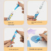 A set of pens and a drawing mat showing how to open the pen, add water, and doodle on canvas.