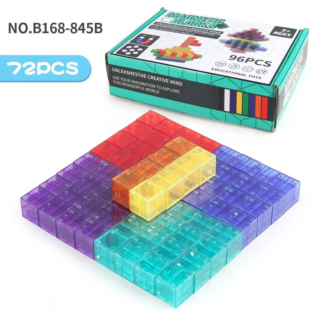 Transparent Magnetic Building Cubes – STEM Learning Construction Set for Kids