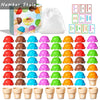 A white mesh bag filled with colorful ice cream scoops for a Montessori sorting toy set.