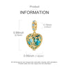 A gold-toned heart charm featuring blue-green gemstone accents, measuring 0.98 inches long.