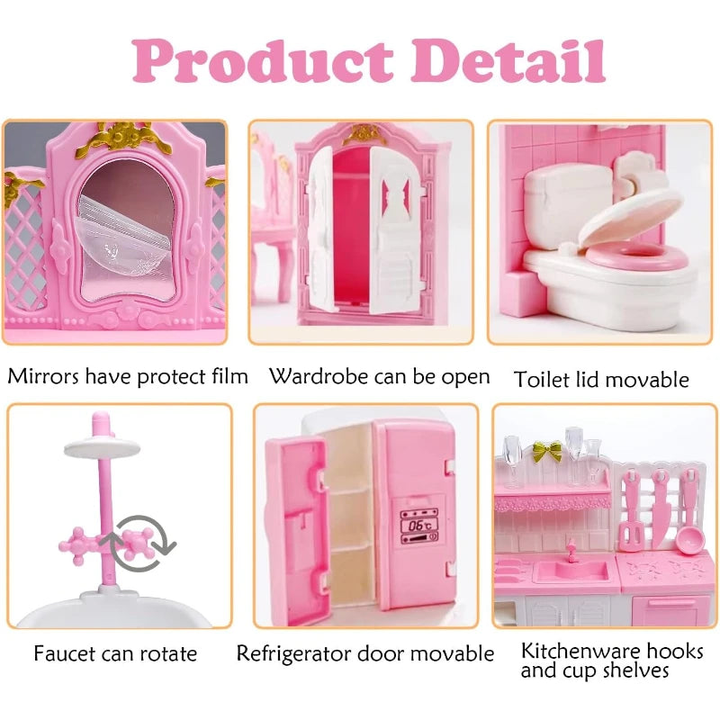 Dollhouse Furniture Set – 1:12 Scale Miniature Accessories for Bedroom, Living Room, Kitchen & Bathroom