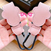 Pink PU leather stroller organizer hooks with a cute cloud design being held by a hand