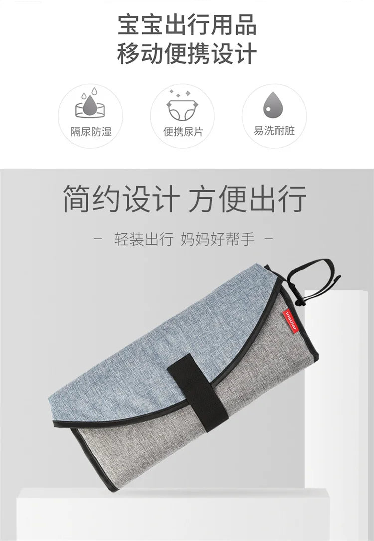 Portable Waterproof Baby Changing Pad with Storage Bag