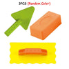 Three random colored plastic molds for making sand and snow bricks like castles or forts