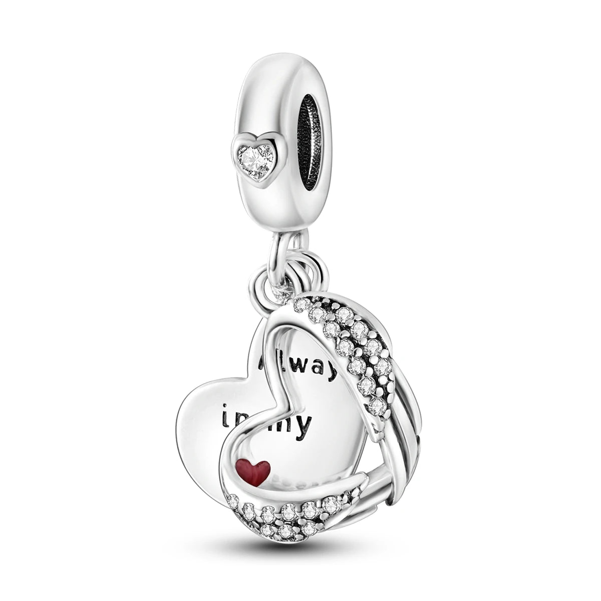 925 Sterling Silver Heart Charm Beads for Bracelets and Necklaces